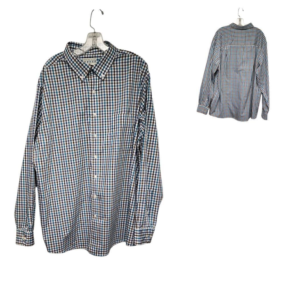 Oak Hill Wrinkle Free Cool & Dry Plaid men's Button Down shirts Green/Brown 1XT